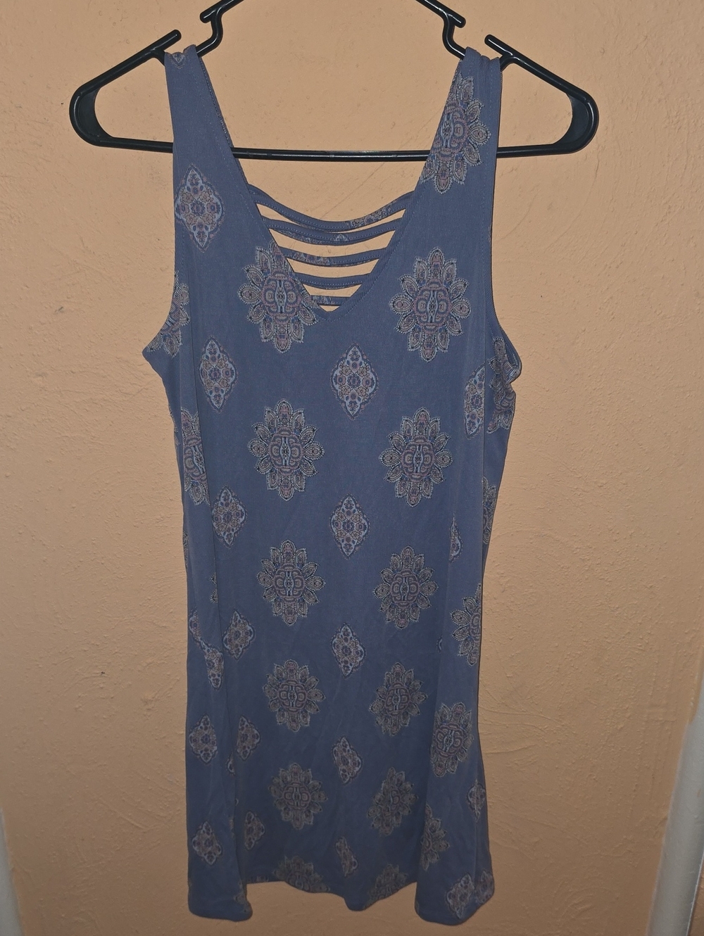 Pink Republic Blue Medallion Strappy-Back Mini Dress